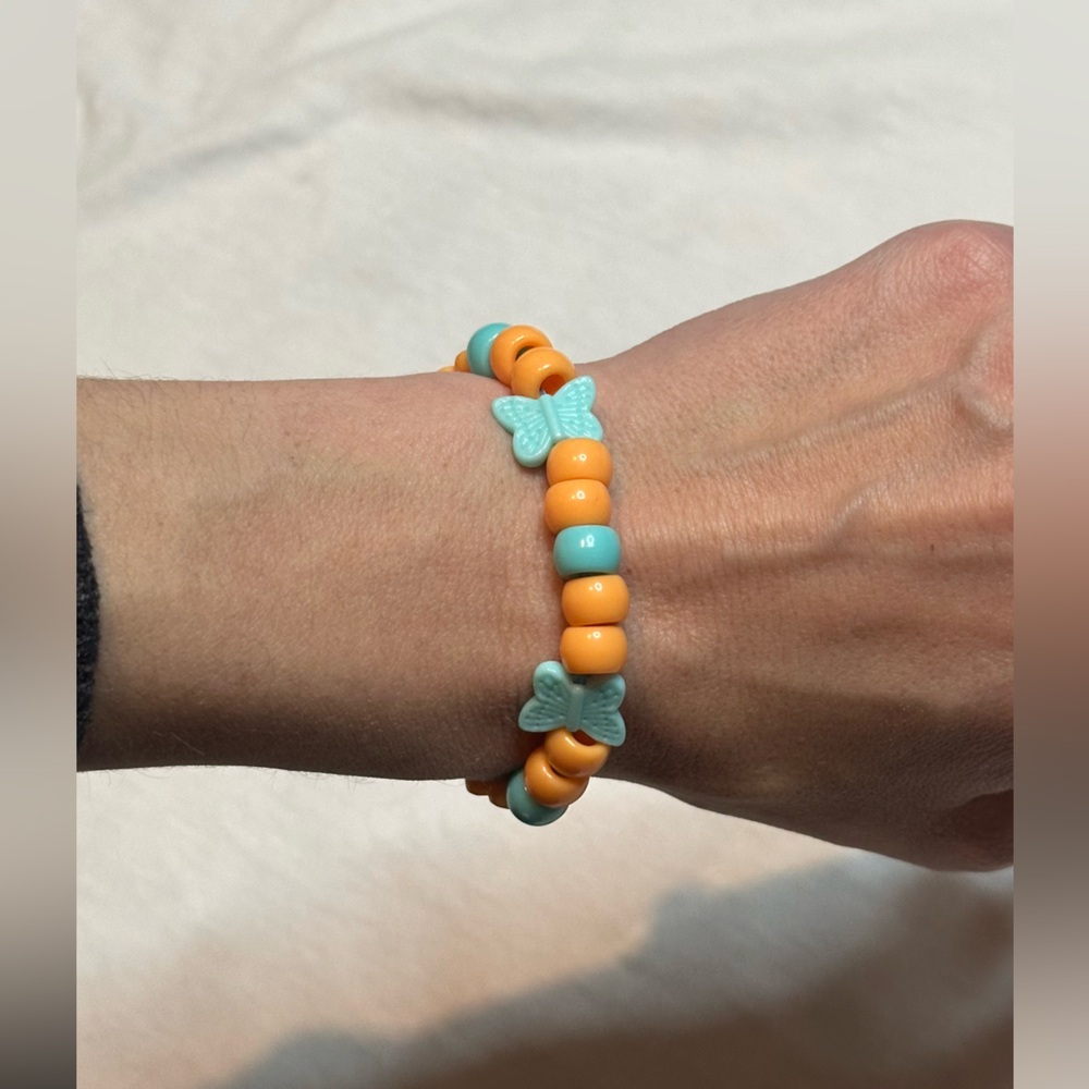 Handmade butterfly Beaded Bracelet Accents -maryposa candy blue orange 🦋